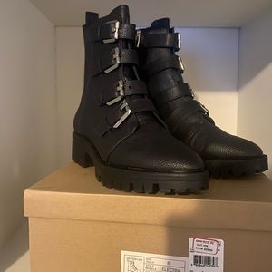 Design Lab Electra Buckle Strap Combat Boots Size 8